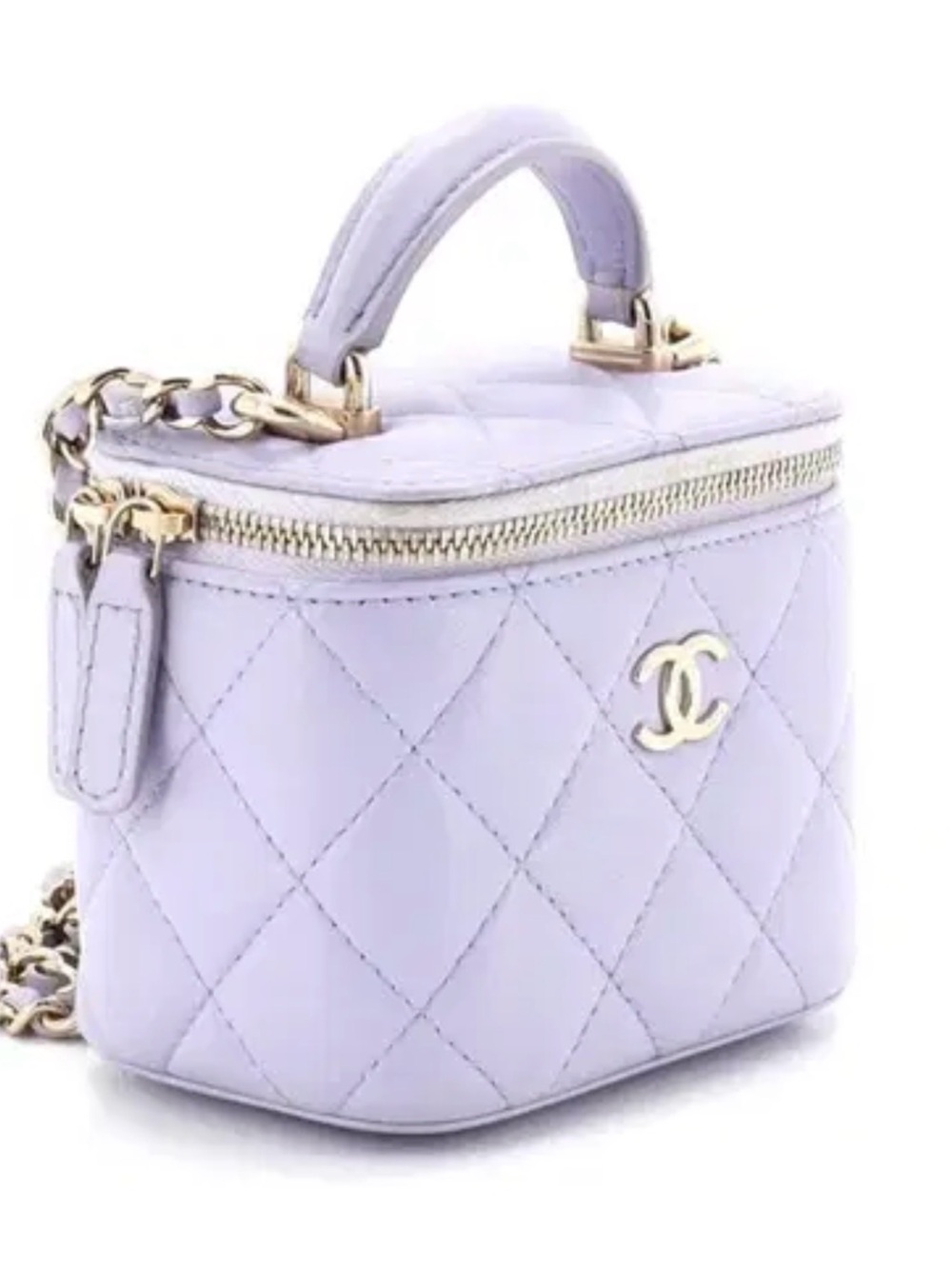 CHANEL 2023 Quilted Mini Vanity Bag in Lilac with Gold Hardware